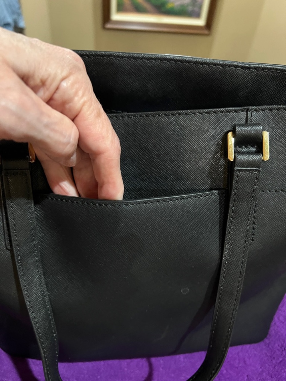 Michael Kors Black Leather Tote with Gold MK logo NWOT. What a deal!!!! H011 - Picture 3 of 7